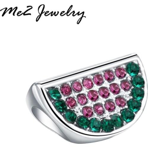 Silver Plated Pink Crystal Watermelon Charm Beads fit Original Charm Bracelet Accesorries Authentic Jewelry Gift