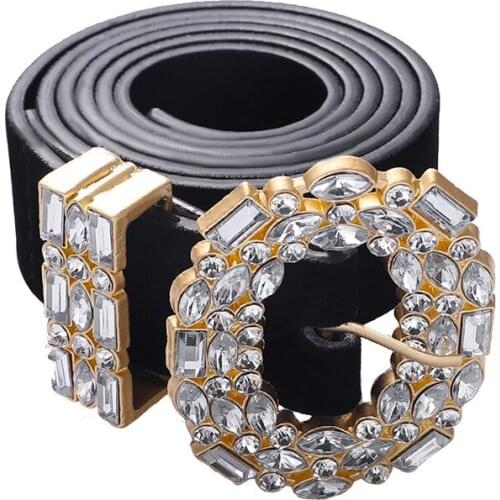 Luxury Designer Fashion Diamond Women Waistband High Quality Women Square Metal Pin Buckle Belts Female Dress Jeans Belt