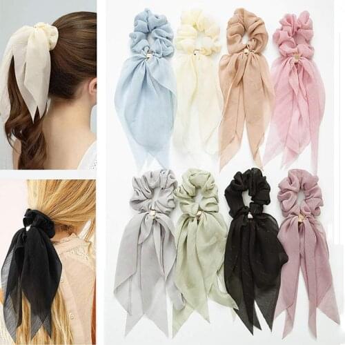 New Fashion Chiffon Ladies Hair Scarf Scrunchies Rope for Women Girls Elastic Hair Bands Tie Hair Ribbons Hair Accessories Gift