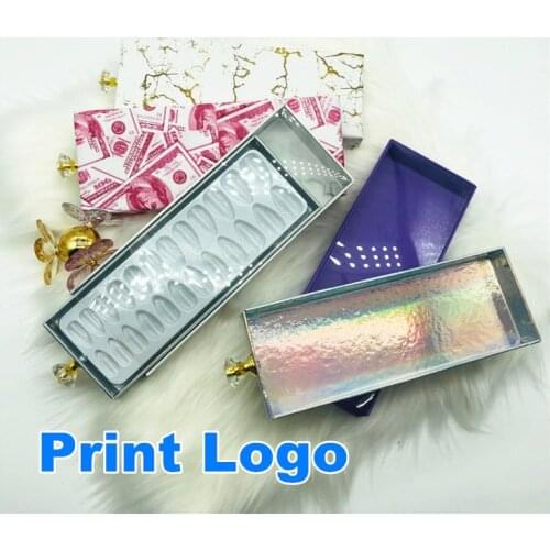 Luxury Nail Box Storage Packaging Box In Bulk Marble/Pink/Purple Rectangle Shape Fake Nail Packaging Box Custom Logo
