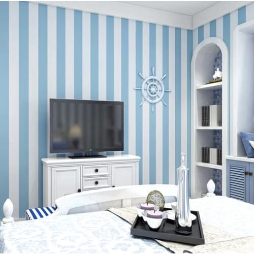 Pink Blue Wide Striped Wallpaper for Kids Room Wall Decal Self adhesive Bedroom Living Room Stripes Wall Papers Home Decor QZ122