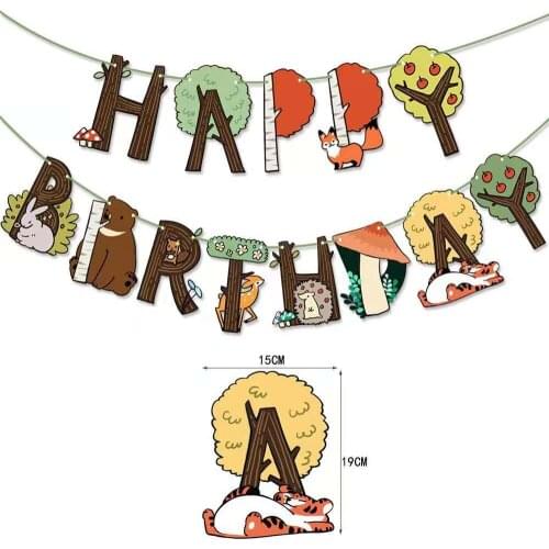 Happy Birthday Banners Jungle Animal Theme Party Decor Set Baby Shower Boys Birthday Party Decoration Kids Safari Party Supplies