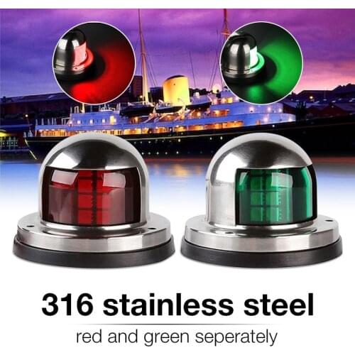 1 Pair Stainless Steel 12V LED Bow Navigation Light Red Green Sailing Signal Light For Marine Boat Yacht Warning Light Boat Part