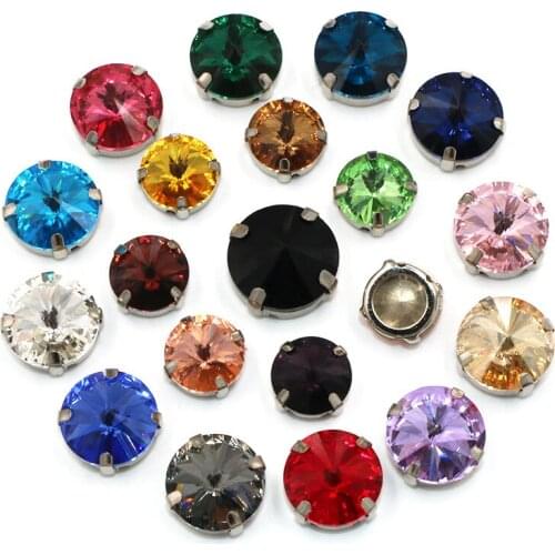 Wedding Decorations Round Shape Glass Crystal Strass Rivoli Rhinestones Silver Claw Setting Sew On Applique/Dress/Clothing