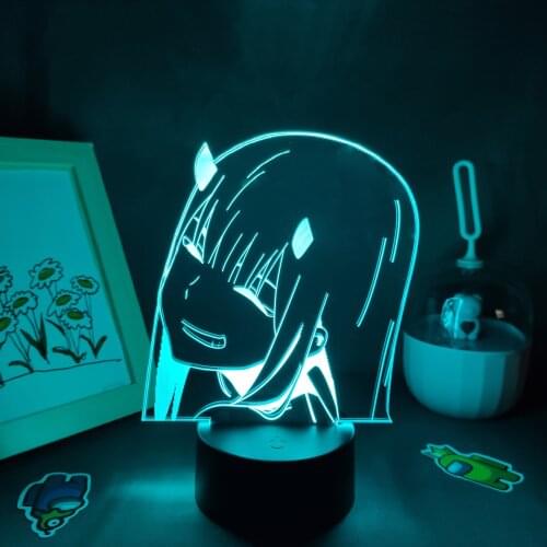 Darling In The Franxx Anime Figure Zero Two 02 3D LED Lamps RGB Night Lights Cute Gift For Friend Bedroom Manga Table Decoration