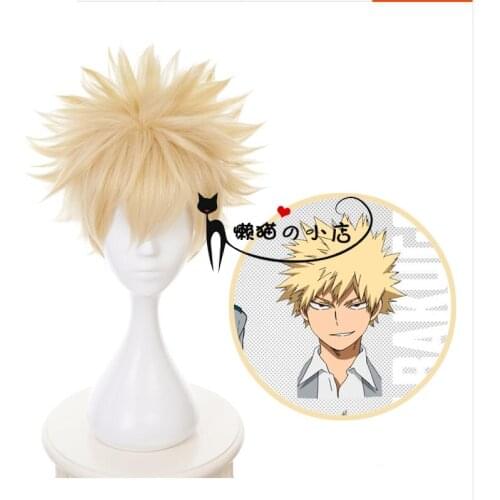 Anime My Hero Academia Baku No Hero Bakugou Katsuki Bakugo Linen Blonde Heat Resistant Short Wig Cosplay