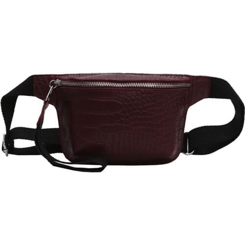 2021 Trendy Women Pu Leather Waist Bag Zipper Mini Bags Korean Fashion Women Faux Leather Chest Bag
