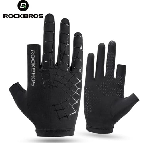 ROCKBROS Ice Silk Cycling Gloves Anti-UV Touch Screen Breathable Anti-slip Elasticity MTB Road Bike Gloves Outdoor Sports