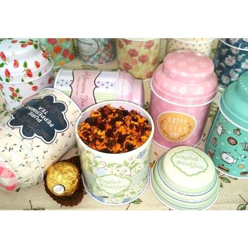 Vintage Flower Tea Can Iron Box Portable Rose Flower Tea Candy Metal Packing Box Toothpick Coin Storage Box