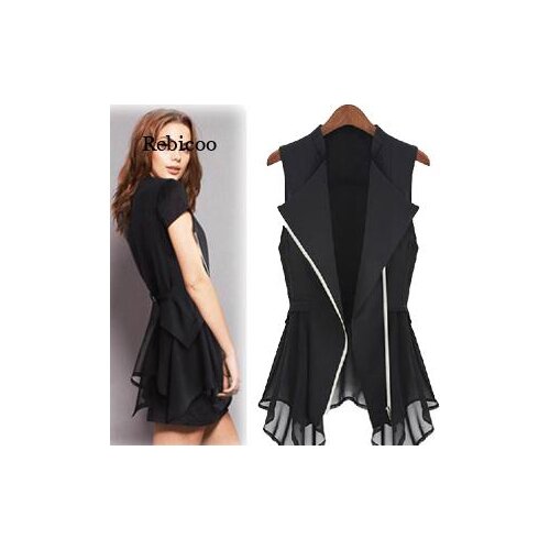 New chiffon Jacket spring Autumn models Women Slim Long jacket Europe sleeveless Coats & JacketS.M.L,XL