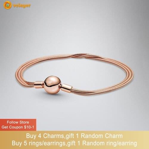 Volayer 925 Sterling Silver Bracelets Pink Multi Snake Chain Bracelet Women DIY Jewelry Making Girl Birthday Gifts