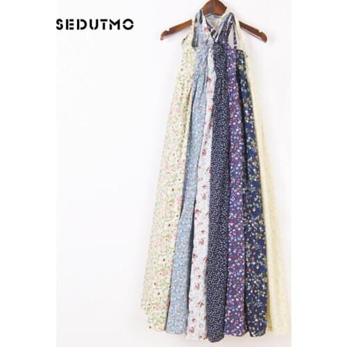 SEDUTMO 2018 Summer Tunic Long Dress Women Basic Spaghetti Strap Dresses Beach Print Floral Sexy Sundress Maxi Party Dress ED072