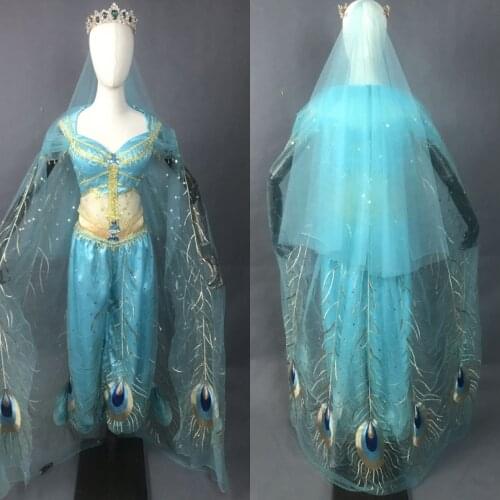 Movie Lamp Cosplay Princess Jasmine Costume Adult Women Tulle Dance Dress Fancy Halloween Carnival Party Gown
