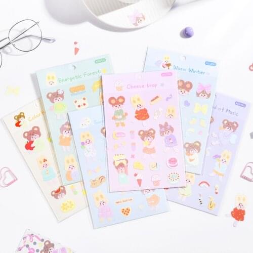 1 Sheet Sweetheart Milk Bag Series Cartoon Style Kawaii Mini Stickers Deco DIY Hand Account Sticker Material Decorative Stickers