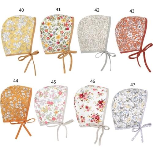 1pc Newborn Baby Double Side Floral Vintage Hat Cotton Linen Beanie Infant Props Cap Summer Bonnet Hat 0-24m