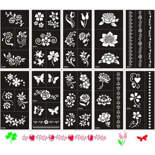 1 Pcs Indian Henna Tattoo Templates for Hand Body Paint ,Temporary Glitter Airbrush TemporaryTattoo For Women