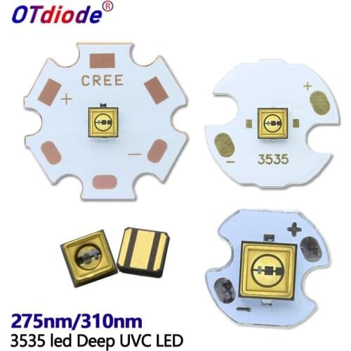 1PCS UVC LED Diode 3535 275nm Lamp SMD beads for UV disinfection equipment 265nm 285nm 310nm Deep violet ultraviolet light 6V