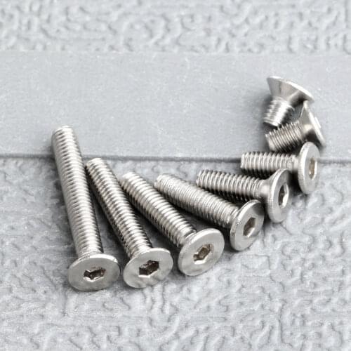 100Pcs 304 Stainless Steel Hexagonal Countersunk Screws Flat Head Hex Socket Cap Screw Bolts Metric M3 X 5/6/8/10/12/14/16/20mm