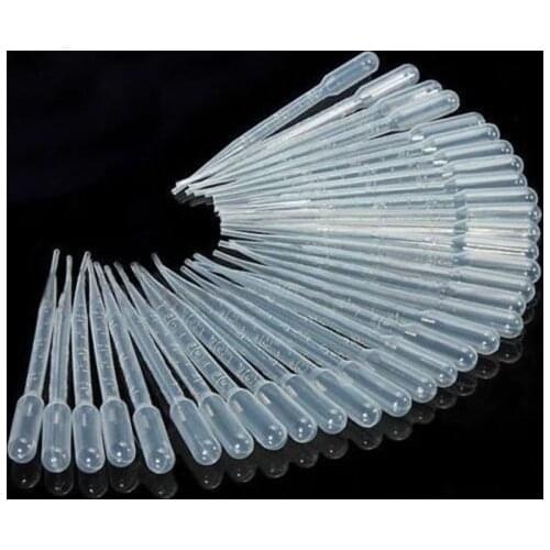 100PCS 0.2/1/3ML Transparent Pipettes Disposable Safe Plastic Eye Dropper Transfer Graduated Pipette for Lab Experiment Supplies