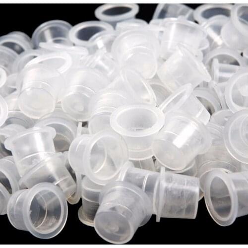 1000 Pcs/Bag Microblading Tattoo Ink Cup Cap Pigment Clear Holder Container 11mm Size For Needle Tip Grip Tattoo Power Supply