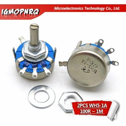2pcs WH5-1A 1k 2k 10k 47k 4k7 470r 100k 470k 220k 1k5 22k 1m ohm 3-Terminals Round Shaft Rotary Taper Carbon Potentiometer WH5