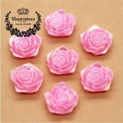 30pcs 18mm Dark Pink Resin ABS Pearl Rose Flower Flatback Cabochon DIY Jewelry/Wedding Craft Scrapbooking