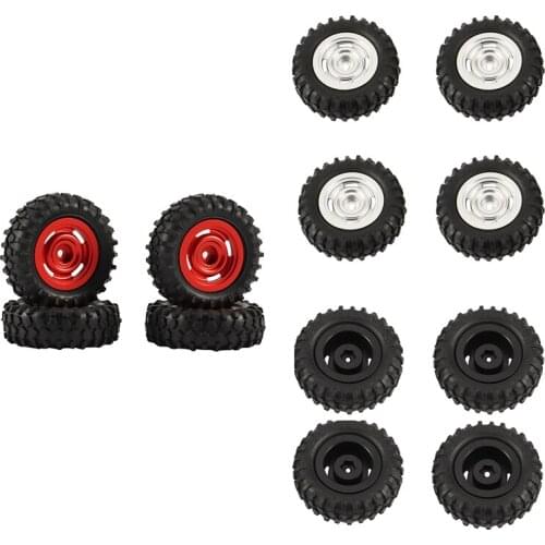 4PCS Metal Beadlock Wheel Rims Tires Tyre Set for Axial SCX24 90081 1/24 RC Car