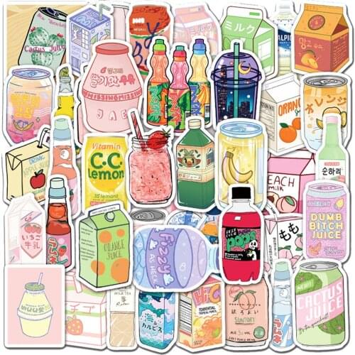 50pcs Ins Aesthetic Drink Stickers For Notebook Laptop Scrapbook Notepad Stationery Sticker Scrapbooking Material Craft Supplies