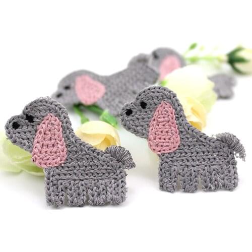 24Pcs 3.5*4cm Cute Dog Woolen yarn Appliques For Clothing DIY Babys Headwear Accessories Stick-on patches Hairpin Decor Crafts
