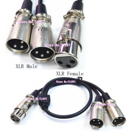 Female Double Male XLR Audio Line 50cm XLR CANNON Female Two Male Audio Cable XLR Female Y-Split Male 3P Cannon Audio Cord Wire