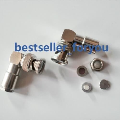 BNC male plug right angle RA clamp For RG142 LMR195 RG58 RG400 Cable RF connector