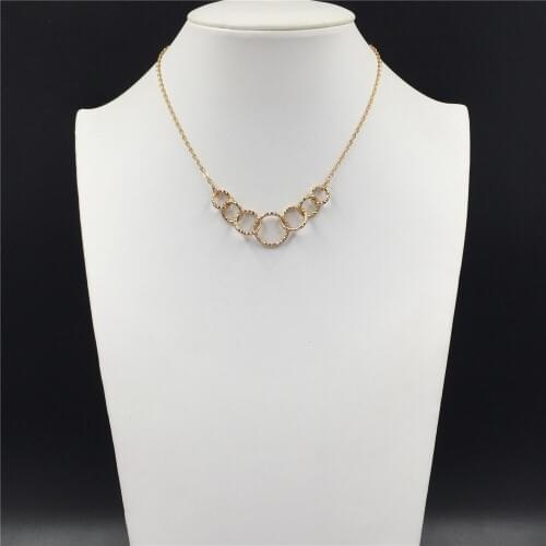 Casual Gold Color Circle Linked Pendant Chain Collar Necklace For Women Girl Lady Gift Daily Wearing Style High Quality