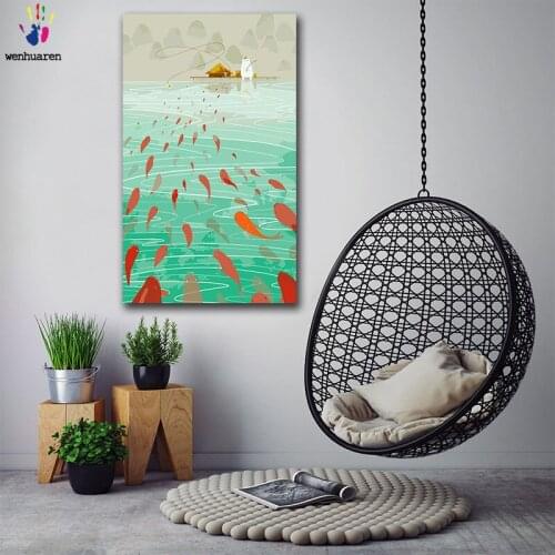DIY colorings pictures by numbers with colors White bear pond fishing picture drawing painting by numbers framed Home