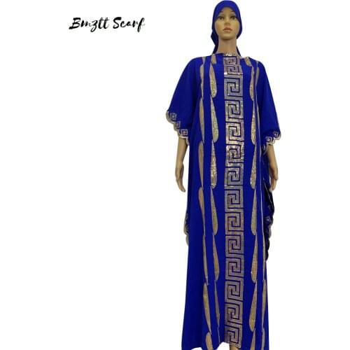 Elegant African Embroidery Dashiki Dress Print Pattern Hijab Cotton Muslim Abaya Bazin Robe Gowns Broder Riche Sexy Lady Party