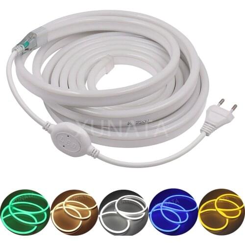 220V 240V Flexible Neon Light Led Strip Light SMD 2835 120Leds/m Waterproof IP67 Ribbon Diode Tape Light with EU Plug luces led