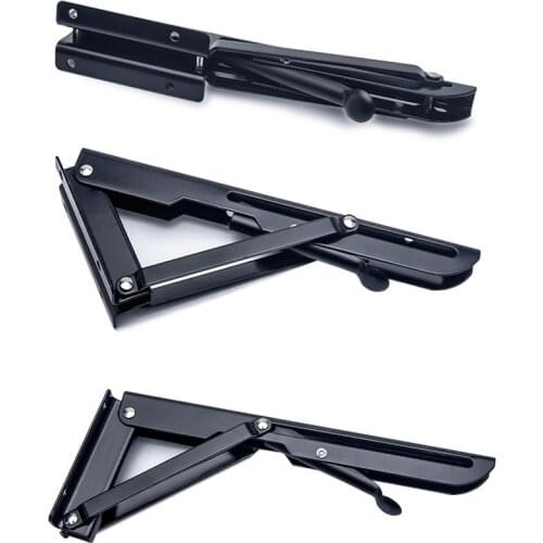 Quality 2PCS Decorative wall mounted shelf triangle folding foldable metal bearing table support brackets factory ,400mm x 150