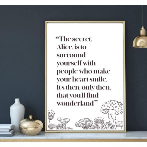 Alice In Wonderland Quote Art Print Canvas Painting Posters and Prints Girl Room Cartoon Home Decoration Wall Art Picture Modern