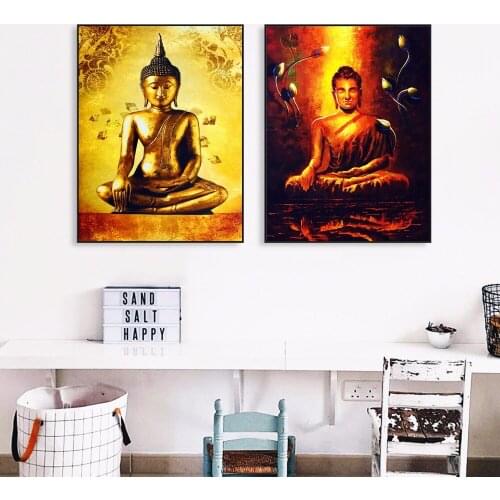 Buddha Gold Body Artwork Canvas Art Print Painting Poster Wall Pictures For Living Room Home Decoration Decor No Frame