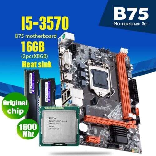 Atermiter B75 motherboard set with Intel Core I5 3570 2 x 8GB = 16GB 1600MHz DDR3 Desktop Memory Heat sink USB3.0 SATA3
