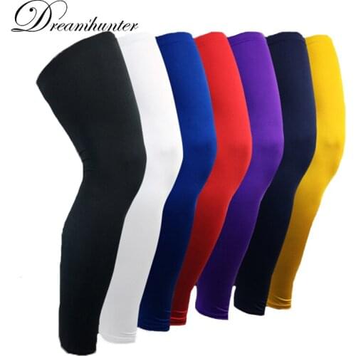 Compression Elastic Silicone Anti skid Long Knee Support Pad Calf Protector Sport Shin Guard Basketball Legs Sleeve Gym Kneepad