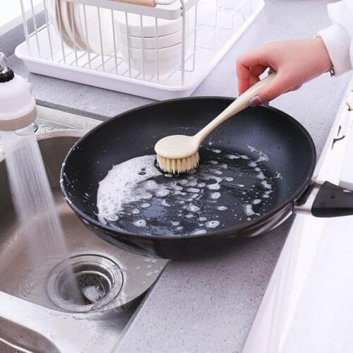 Wheat straw kitchen multi-use long handle pot brush countertop cleaning brush long handle cleaning brush