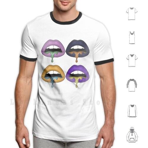 Lip Drip Moda Design T Shirt Print 100% Cotton New Cool Tee Lip Drip Moda Pink Yellow Blue Green Orange Makeup Beauty