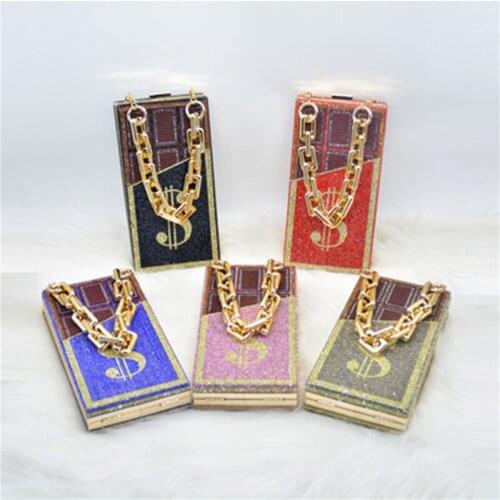 Diamond-studded fashion messenger dollar bag dinner bag, rubber diamond chocolate banquet chain small square bag
