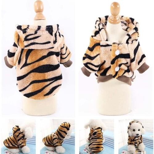 Fashion tiger texture Funny Dog Hoodie Pet Clothes For small Dogs Coat Puppy Jacket Winter Warm Fleece Clothing French Bulldog