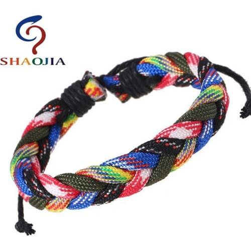 Fashion Men Women Rainbow Color Mixed Cross Leather Wrap Bracelets Length Adjustable Lace-up Bracelets Lovers Casual Jewelry