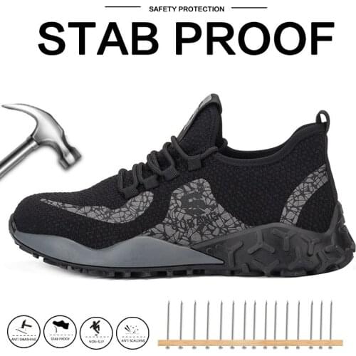 ZEEKSON Mens Casual Sports Safety Shoes Lightweight Safety Protection Work Shoes Thick-soled Tooling Shoes Couple Sports Shoes