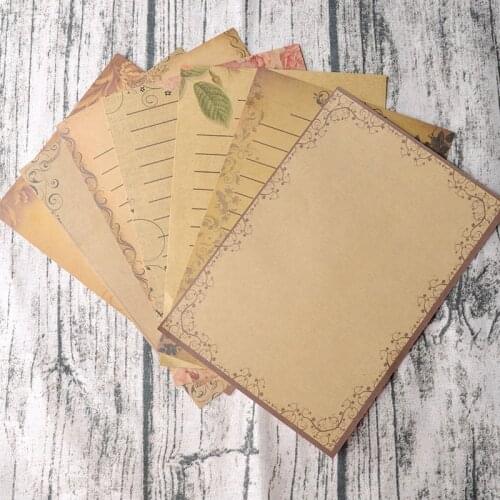 8sheets/ Set Kraft Letter Pad Paper Set Romantic European Retro Lace Totem Zakka Love for Writing Drawing Sketch Gift Stationery