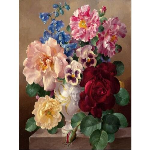 Flower Vase DIY Embroidery Cross Stitch 11CT Kits Needlework Craft Set Printed Canvas Cotton Thread Home Dropshipping