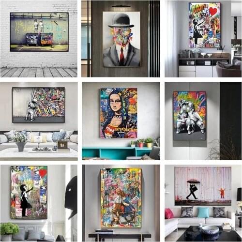 Street Graffiti Art Banksy Pop Wall Art Painting Canvas No Frame Abstract Posters and Prints for Living Room Home Decor Cuadros