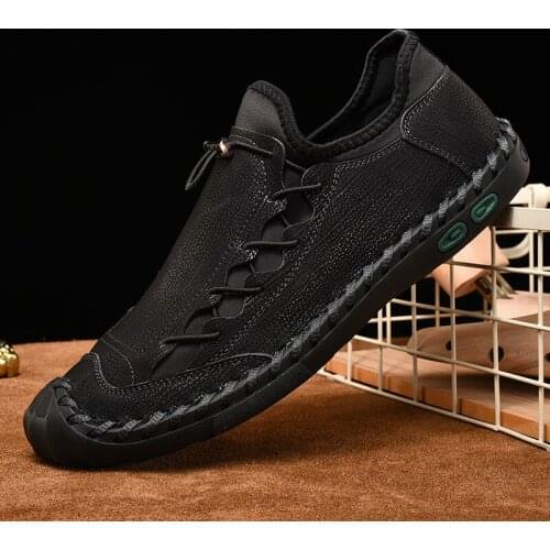 New Comfortable Cow Leather Shoes Black High Quality Casual Shoes Male Loafers Men Shoes Flats Hot Sale Moccasins Big Size 39-48